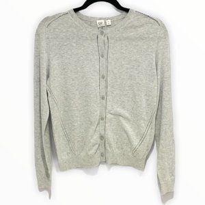 GAP Button Up Crewneck Cotton Cardigan Grey S NWT